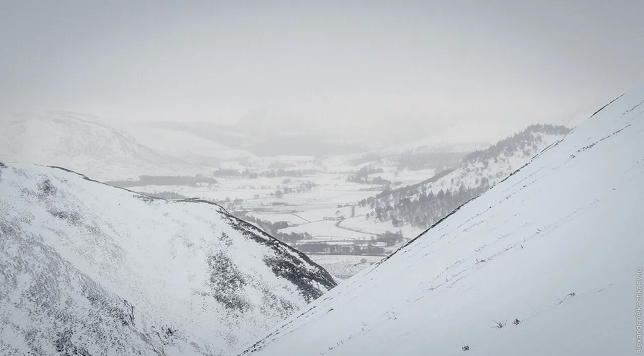 Walker in waterproof jacket on a wintry hillside